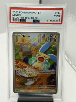 2023 Pokemon Minun Illustration Rare Paradox Rift 194/182 PSA 9 MINT - Image 1