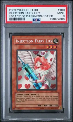 2003 Yu-Gi-Oh! Injection Fairy Lily Legacy of Darkness LOD 1st Ed Super PSA 9 - Image 1