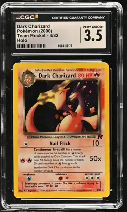 CGC 3.5 Dark Charizard 2000 Team Rocket 4/82 Holo Pokemon Card - Image 1