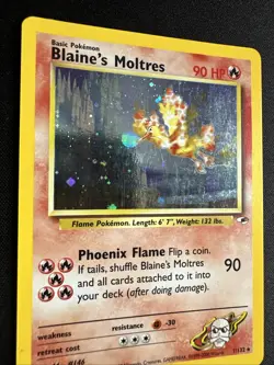Blaine's Moltres SWIRL 1/132 MP/LP Gym Heroes Pokemon Card Holo Rare - Image 3