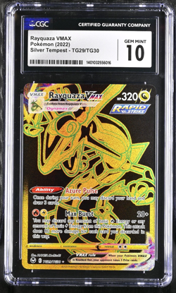 CGC 10 Gem Mint | Pokemon Silver Tempest Rayquaza VMAX Gold TG29/TG30 Card - Image 1