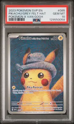 2023 POKEMON SVP EN-SV BLACK STAR PROMO #085 PIKACHU WITH GREY FELT HAT PSA 10 - Image 1
