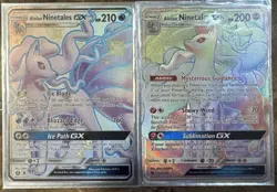 Pokemon Sun & Moon Era Shiny Alolan Ninetales GX Rainbow Secret Rare NM Card LOT - Image 1