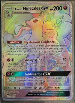 Pokemon Sun & Moon Era Shiny Alolan Ninetales GX Rainbow Secret Rare NM Card LOT - Image 2