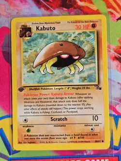 Pokemon TCG Kabuto Fossil 50/62 1st edition 1999 WOTC LP (Card #3) - Image 3