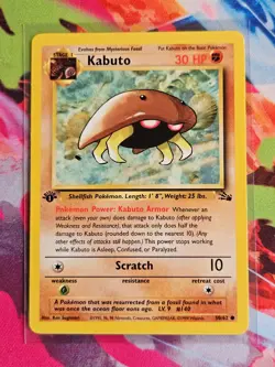 Pokemon TCG Kabuto Fossil 50/62 1st edition 1999 WOTC LP (Card #7) - Image 3