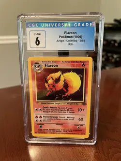 Pokemon Flareon 1999 Jungle Set Holo CGC Graded 6 Ex/NM - Image 1