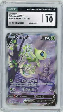 2021 Pokemon Fusion Strike Celebi V 245/264 Full Art CGC 10 - Image 1