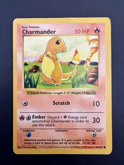 Charmander - 46/102 - Shadowless Common - Base Set - Pokemon TCG - MP - Image 1