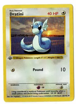 Pokemon TCG 1st Edition Shadowless Dratini 26/102 NM/BETTER - Image 1