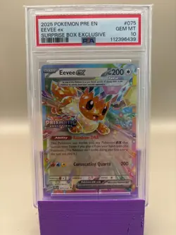 PSA 10 GEM Mint - Eevee Ex #075 Pokemon Prismatic Evolution Surprise Box Exclusi - Image 1