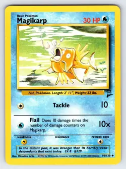 Magikarp 50/130 2000 Base Set 2 Pokemon Card TCG Vintage WOTC Uncommon - Nm - Image 1