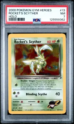 2000 POKEMON GYM HEROES HOLO #13 ROCKET'S SCYTHER PSA 7 - Image 1