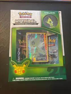 Pokemon 2016 20th Anniversary XY Generations Celebi Mythical Pin Collection Box - Image 1