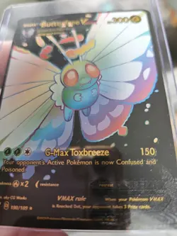 Butterfree Vmax Rainbow Black Foil Fan Art Vinyl 190/189 Collector Pokemon Card - Image 5
