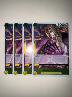 Basil Hawkins OP10-109 X4 PLAYSET Rare English One Piece TCG Card: OP10 - Image 1