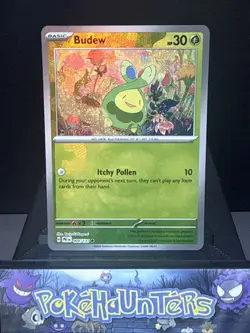 Pokemon Card Budew 004/131 Reverse Holo Master Ball Prismatic Evolutions NM - Image 1
