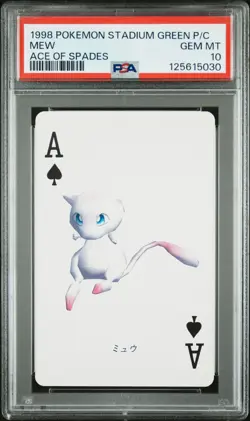 Pokemon Stadium Green Mew Ace of Spades Playing Card 1998 PSA 10 GEM - Image 1