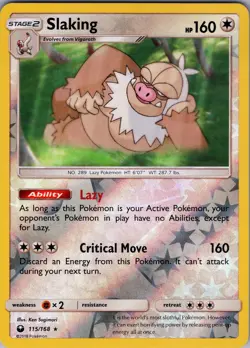 Slaking 115/168 Rare - Pokemon TCG SM: Celestial Storm - Reverse Holo (NM) - Image 1