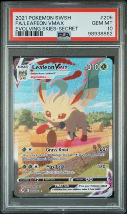 PSA 10 Gem Mint Leafeon VMAX 205/203 Evolving Skies Secret Rare Alt Art Pokemon - Image 1