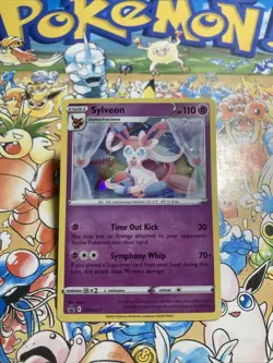 Pokemon TCG Trading Card 2022 Black Star Promo Sylveon SWSH211 Cosmos Holo SWIRL - Image 1