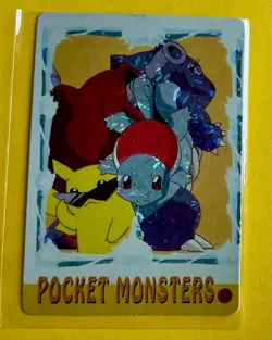 BLASTOISE SQUIRTLE PIKACHU Pokemon Pocket Monsters Vending Prism StickerHolo LP - Image 1