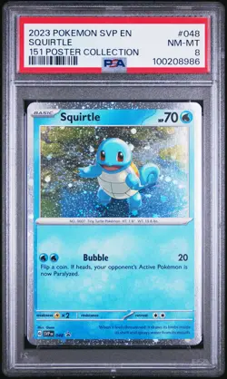 2023 POKEMON SVP EN-SV BLACK STAR PROMO 151 POSTER COLL #048 SQUIRTLE PSA 8 - Image 1