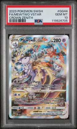 2023 POKEMON SWORD & SHIELD CROWN ZENITH #GG44 FULL ART/MEWTWO VSTAR PSA 10 - Image 1