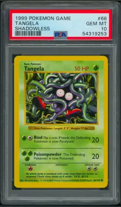 Pokemon Shadowless Base Set Tangela 66/102 PSA 10 - Image 1