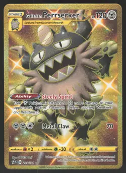 Galarian Perrserker 205/192 Secret Rare Pokemon TCG Rebel Clash NM - Image 1