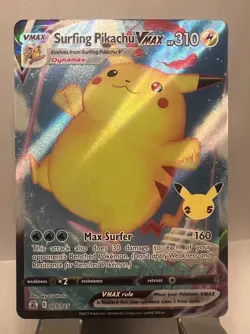 Surfing Pikachu VMAX - 009/025 - Pokemon Celebrations Sword Shield Rare Card NM - Image 2