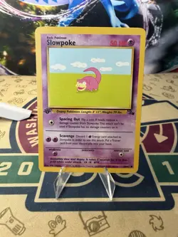Slowpoke 55/62 Common 1st Edition Fossil Pokemon Card WOTC TCG VINTAGE - Image 1