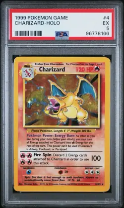 PSA 5 EX 1999 POKEMON BASE SET UNLIMITED #4 CHARIZARD-HOLO WOTC TRADING CARD - Image 1
