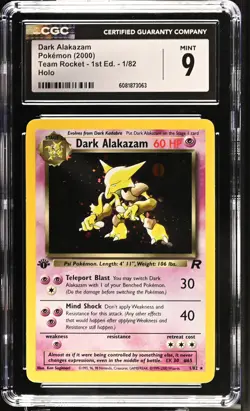 CGC 9 MINT Dark Alakazam Team Rocket 1st Edition 1/82 Holo Pokemon Card - Image 1