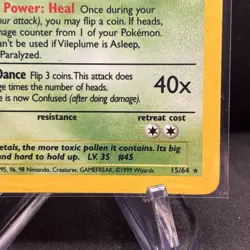 Vileplume 15/64 Jungle Holo Rare Pokemon Card MP - Image 3