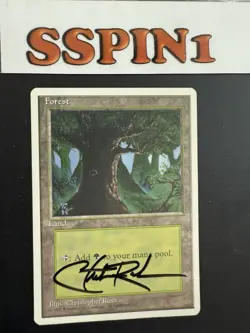 mtg forest land Signed Christopher Rush 4th Edition - Image 1