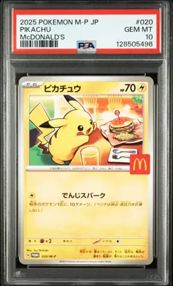 PSA 10 Pikachu McDonalds Promo 020/M-P Japanese Pokemon Card Game - Image 1