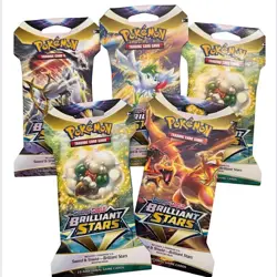 Pokemon TCG Sword & Shield Brilliant Stars Sleeved Booster Pack Lot Of 5 Sealed - Image 1