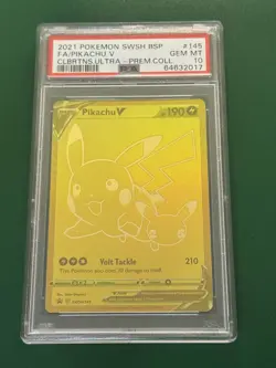 Pokemon Celebrations Pikachu V SWSH145 Gold Full Art UPC Black Star Promo PSA 10 - Image 1