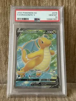 2022 POKEMON GO #076 FULL ART/DRAGONITE V PSA 10 - Image 1