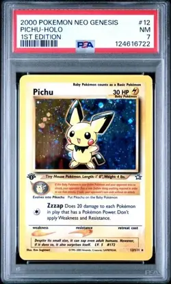 PICHU-HOLO #12 PSA 7 • 2000 POKEMON NEO GENESIS 1ST EDITION - Image 1