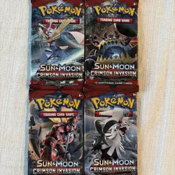 4x Sun And Moon Crimson Invasion Art Set Sealed Pokemon Card Booster Pack ?? - Image 1
