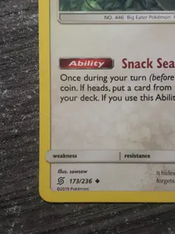 Munchlax 173/236 Unified Minds S&M Uncommon Card 2019 Pokemon Card - Image 2