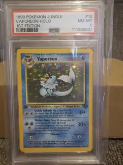 Pokemon TCG Vaporeon Holo 1st Edition Jungle #12 PSA 8 - Image 1