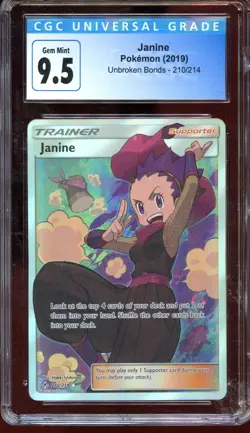 Janine 210/214 Unbroken Bonds FA Rare CGC 9.5 Gem Mint Pokemon Card - Image 1