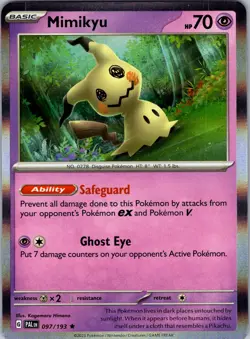 Pokemon TCG Mimikyu Scarlet & Violet Paldea Evolved 097/193 Holo Rare Card NM - Image 1