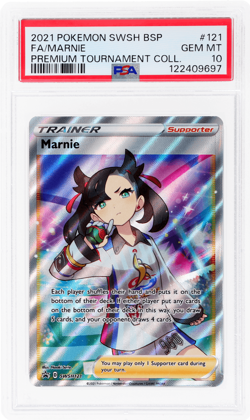 2021 Pokemon Sword and Shield Promo Premium Tournament Collection Marnie PSA 10 - Image 1