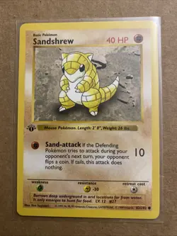 Pokemon TCG Sandshrew Base Set 62/102 1st Edition Never Played Near Mint - Image 1