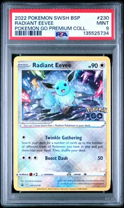 Radiant Eevee SWSH230 Pokemon Go Premium Collection Pokemon PSA 9 *734 - Image 1