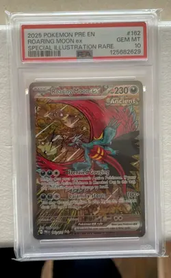Pokemon Prismatic Evolutions Roaring Moon EX 162/131 Sir PSA 10 Gem Mint - Image 1